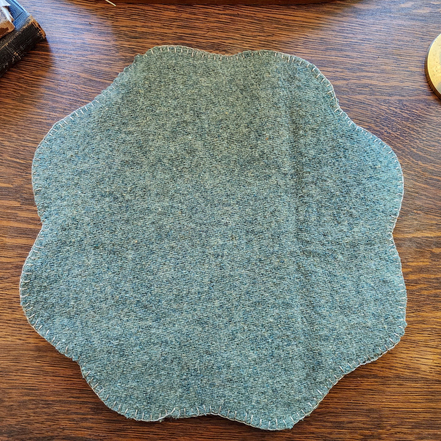 Green Wool Penny Rug Mat