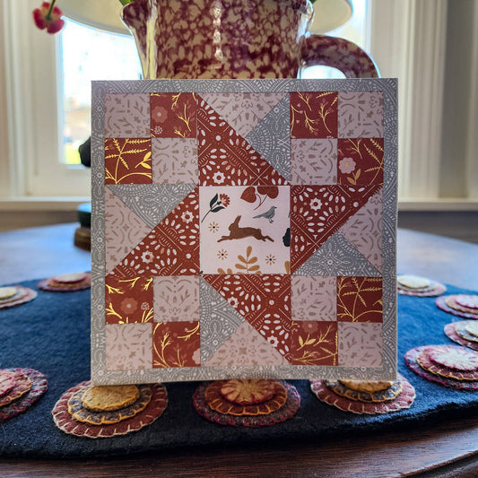 Quilt Greeting Card - Ohio Star - Handcrafted Paper