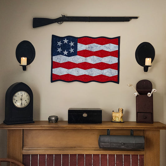 Old Glory US Flag Quilted Folk Art Wall Hanging