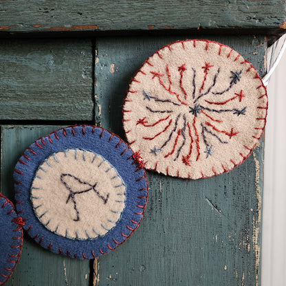 Hand Embroidered Wool America Garland
