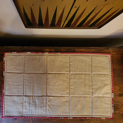 Quilted Insulated Table Runner Mat in Red and Tan