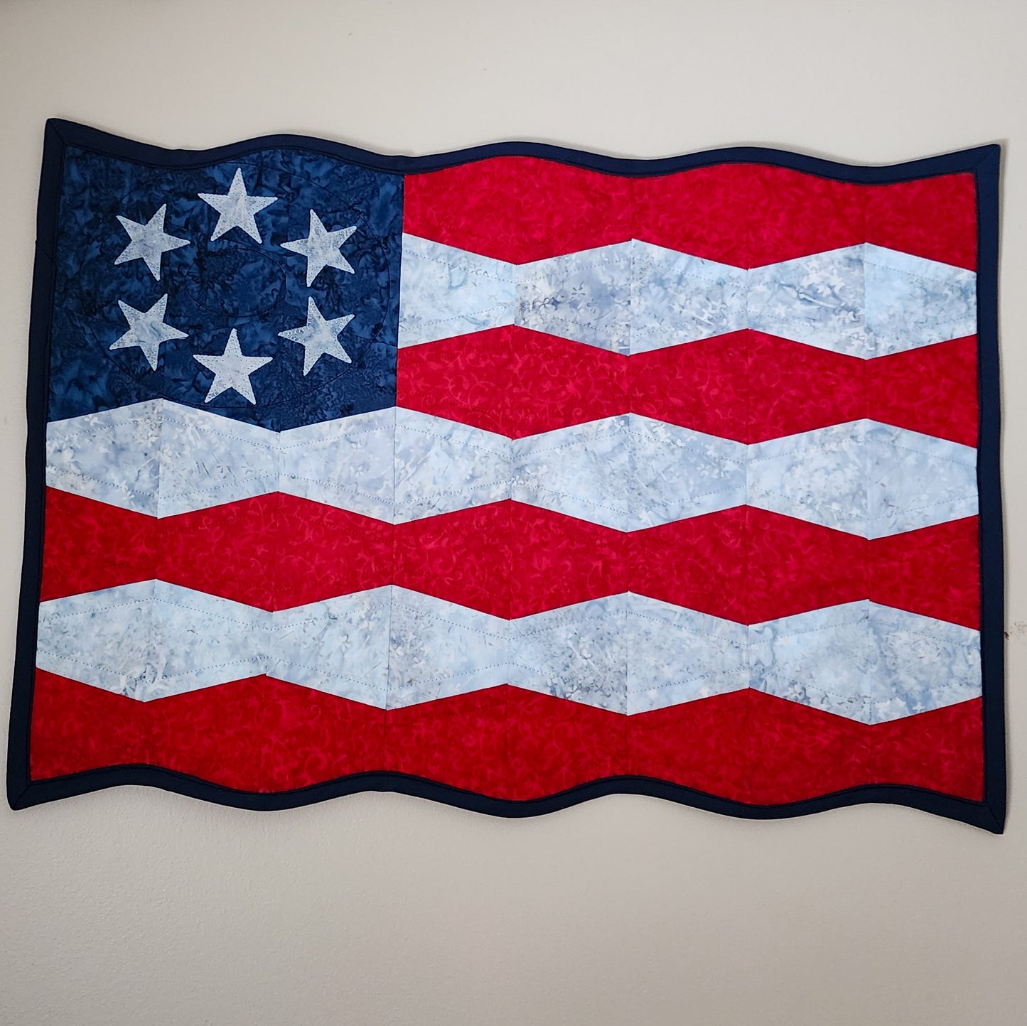 Old Glory US Flag Quilted Folk Art Wall Hanging