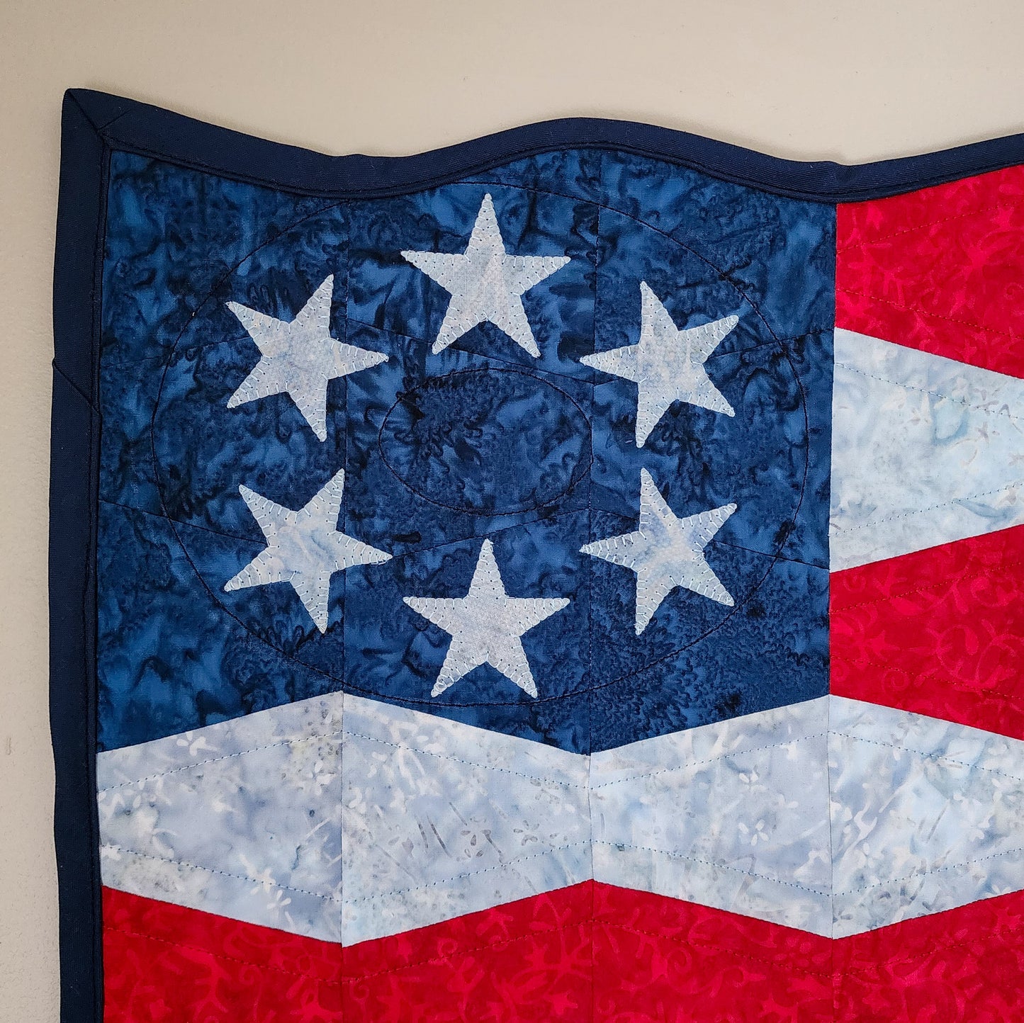 Old Glory US Flag Quilted Folk Art Wall Hanging