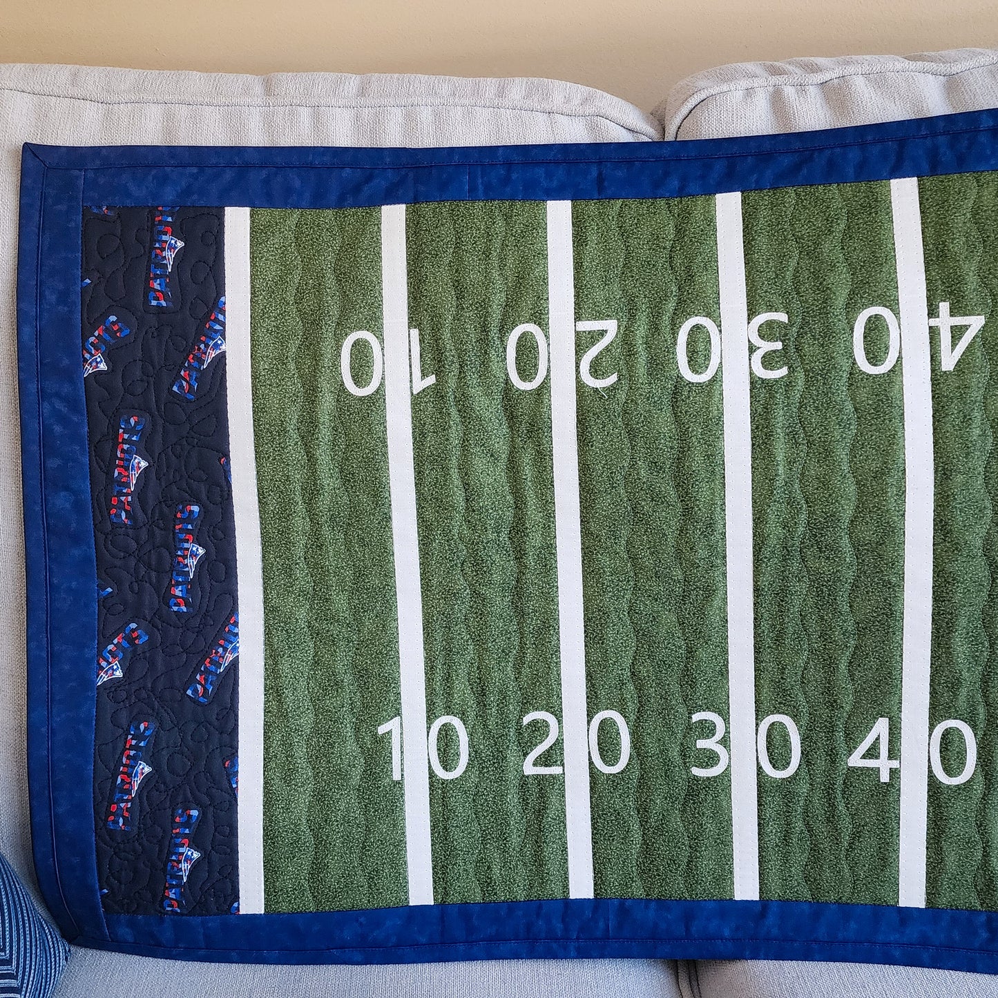 Football Field Quilted Runner Wall Hanging Play Mat Rug