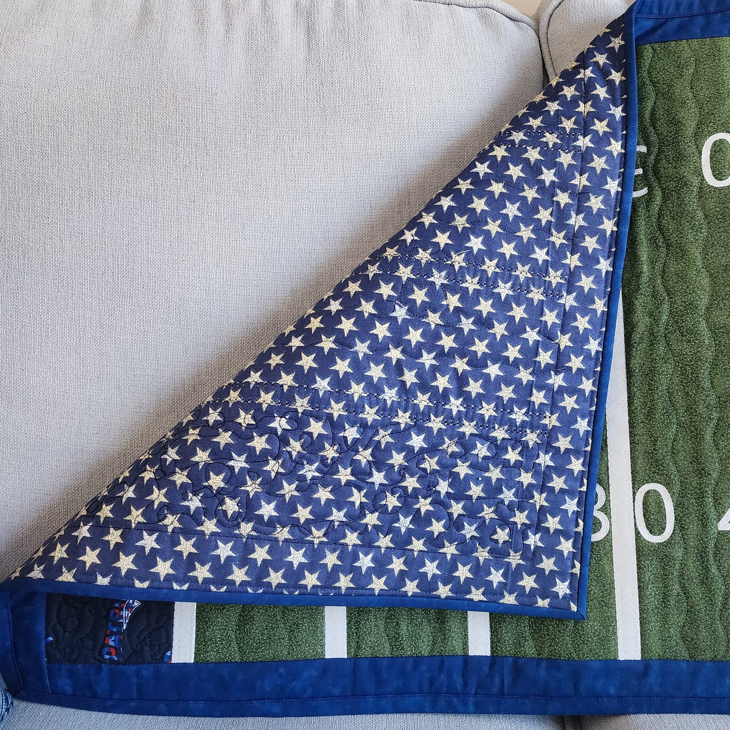 Football Field Quilted Runner Wall Hanging Play Mat Rug